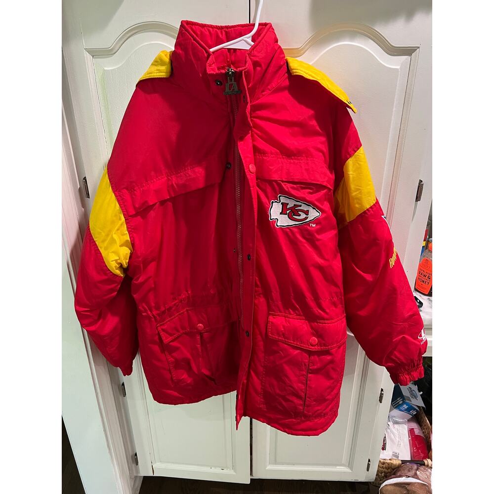 Vintage Kansas City Chiefs Puffer Jacket Logo Athletic Pro Line Large NFL
